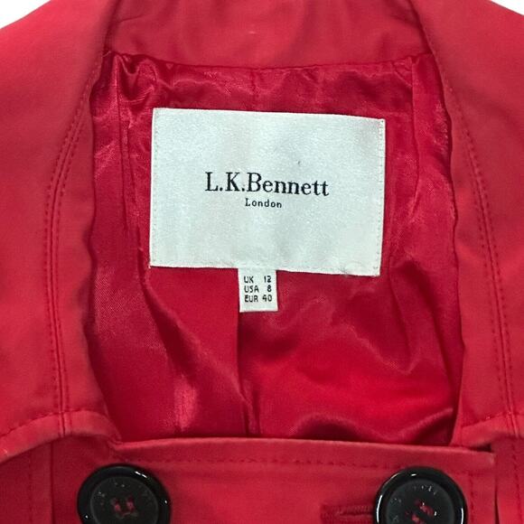 LK BENNETT LONDON Double Breasted Coat Jacket Regal Kate Middleton Pleated Red - Picture 14 of 16